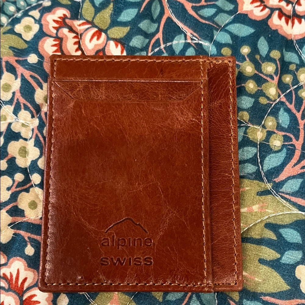 Alpine Swiss Rich Brown Leather Card Wallet